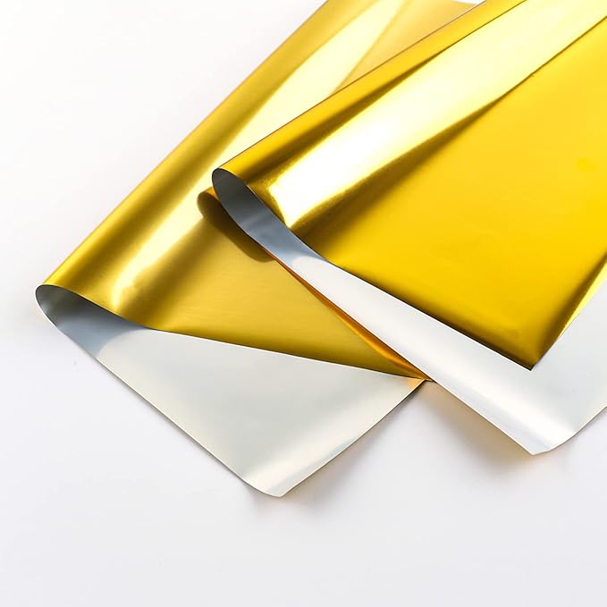 Briartw 20x29cm Hot Foil Paper 50 Sheets Pack Toner Reactive Foil Hot Stamping Foil Paper by Laser Printer and Laminator for Scrapbooking Craft Cardmaking DIY Album (Yellow Gold, 50 Sheets)