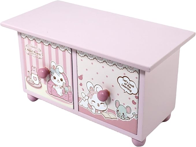 Girl Jewelry Box Pink Cute bunny Tabletop Storage Box Little girl birthday christmas Gift kids jewelry box Organizer