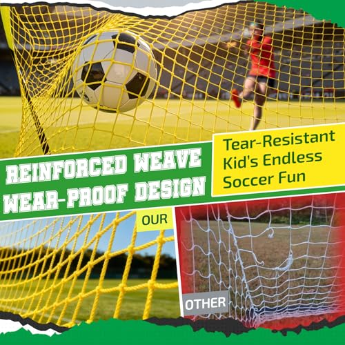Happy Jump 7x5 FT & 5x3.6 FT Portable Soccer Goal for Youth Players Ages 6–14, Large-Frame Design Built for Long-Term Development, Easy Setup for Backyard, Park or School Training - style: Black Yellow-7x5 FT