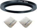 37mm Lens to 62mm Camera Lens Adapter 37mm to 62mm Step Up Ring Adapter Ring for All Brands of UV ND CPL, with Premium Lens Wiping Cloth 2 Pack (37mm-62mm)