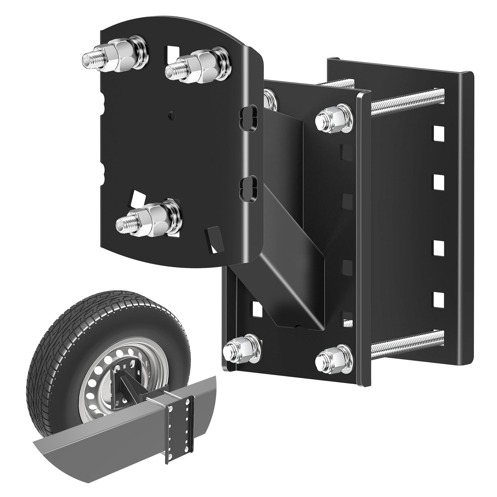 Qualward Spare Tire Mount Bracket for Trailer & Carrier - 300lbs Capacity, Fits 4 & 5 & 6 Lugs Wheels on 4, 4.25, 4.5, 4.75, 5 o