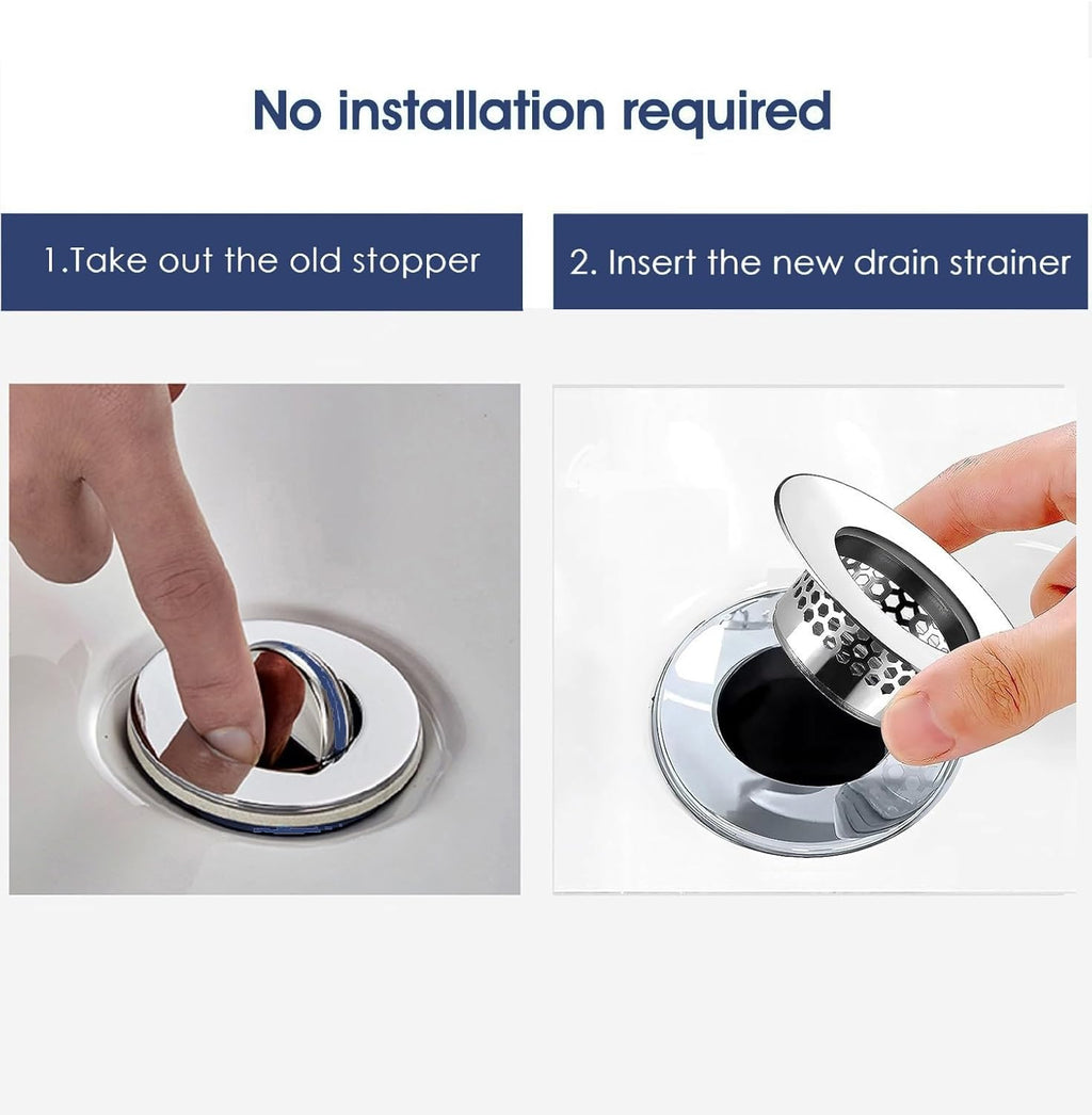 Bathroom Sink Strainer (3 Pack), Bathtub Drain Cover Lavatory Sink Drain Strainer Hair Catcher for Laundry Utility RV Sink, Stainless Steel Drain Filter. Fit Hole Size from 1.25" to 1.3"