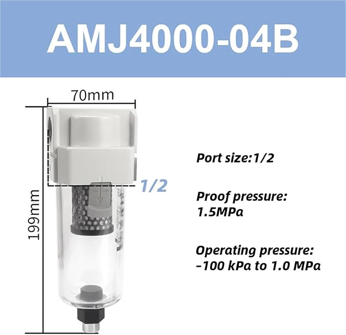 1pc Vacuum Water Droplet Separator Vacuum Pipeline Filter Negative Pressure Filter Element AMJ AMJ3000-03B(AMJ4000-04B)