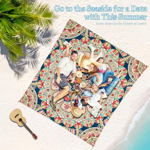 Beach Blanket Waterproof Sandproof 1-7 Adult Oversized 78 '' × 81 '' Lightweight Durable Compact Sand Free Extra Large Beach Mat for Travel Camping Hiking Picnic - color: Mandala2, size: 78“x81”