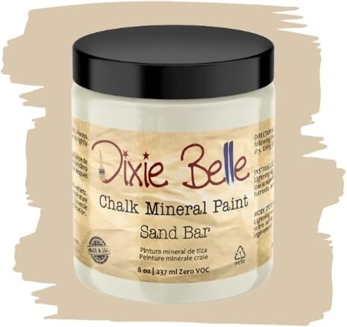 Dixie Belle Paint Company Chalk Finish Furniture Paint - Sand Bar (8oz) - Matte Neutral Tan Chic Chalk Mineral DIY Furniture Paint