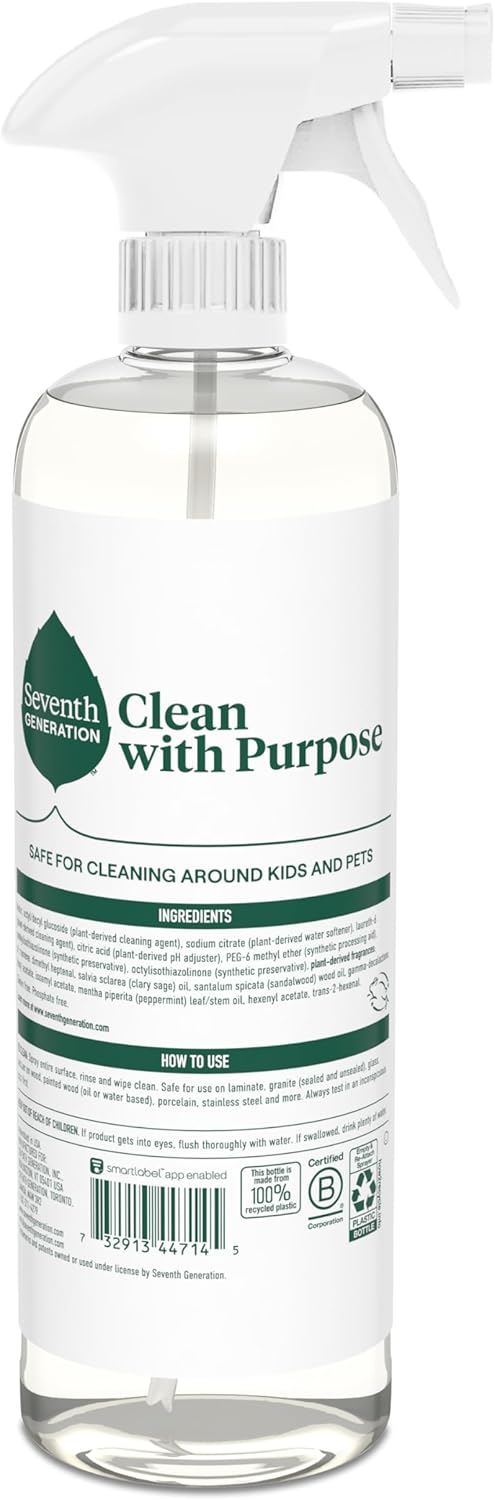 Seventh Generation All Purpose Cleaner, Degreasing Formula, Fresh Morning Meadow Scent, 23 oz (Pack of 4)