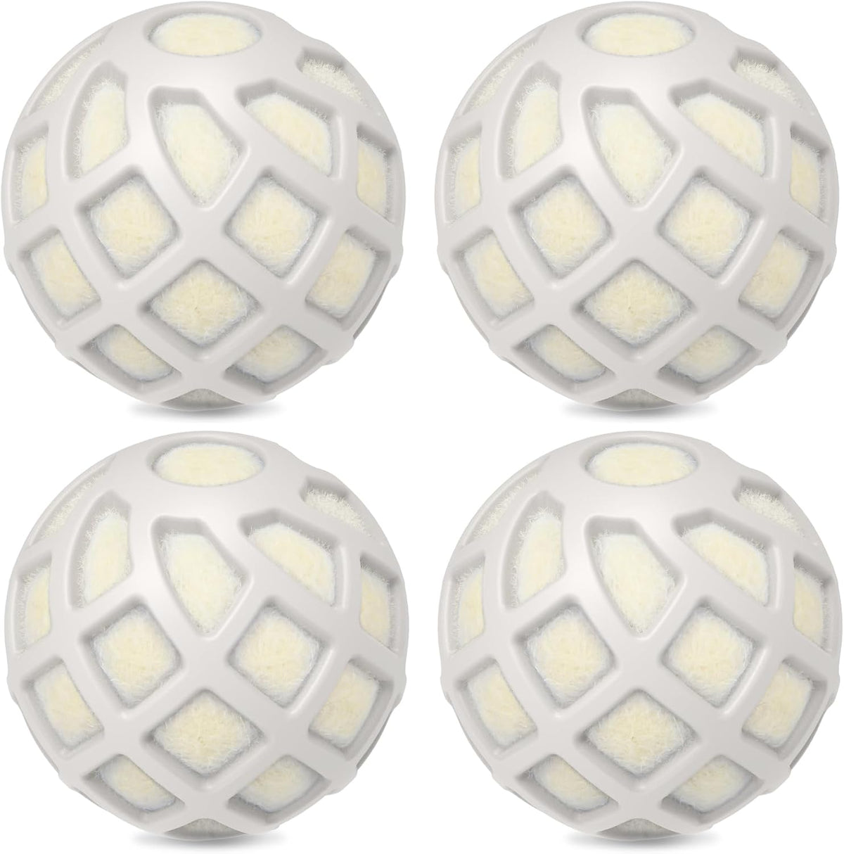 Dryer Balls – Patented Silicone Guard, Natural Wool Core, Super Anti-Tangle & Saves Drying Time, Reduces Static & Noise, Natural Fabric Softener, XL 3" (Beige, Pack of 4)