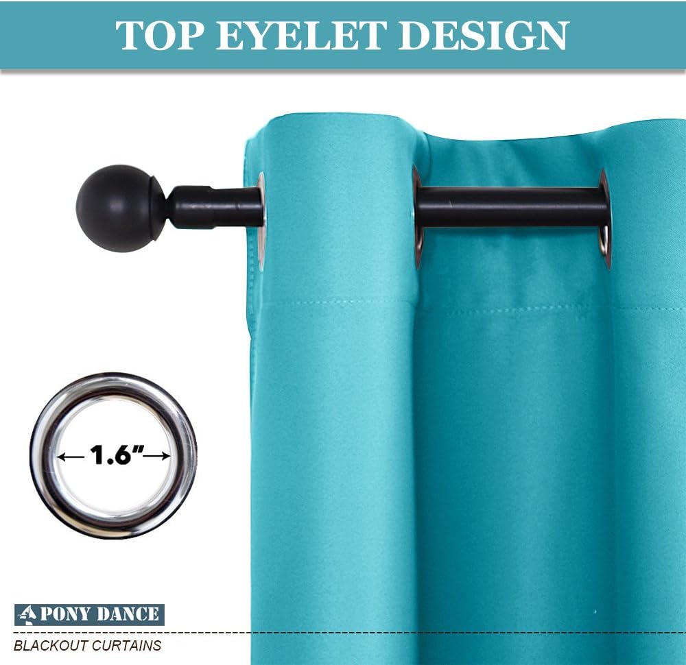 PONY DANCE Bathroom Window Valances - (42 by 36 inches, Blue Mist, 2 Panels) Room Darkening Tier Curtains Short Panels Drapes for Small Half Window Decoration in Kitchen