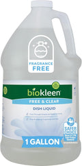 Biokleen Free & Clear Dish Soap - Dish Liquid, Dishwashing Cleaner, Eco-Friendly, Non-Toxic, Plant-Based, No Artificial Fragrance, Colors or Preservatives, Unscented