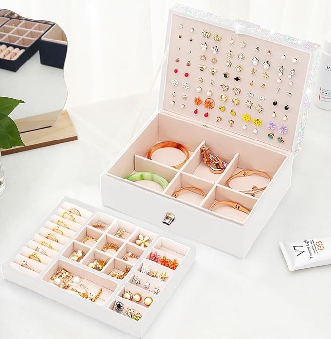 Jewelry Box for Earrings for Girls Jewelry Organizer Box Earring Holder Organizer for Girls Earring Box Girls Jewelry Box Stud Earring Organizer for Girls Earring Jewelry Boxes for Women Bling