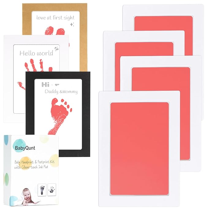 Inkless Baby Hand and Footprint Kit,Clean-Touch Ink Pad Kit,Safe No Mess Printing Infant Hand Foot Stamp,4 Pack Newborn Inkless Print Pads Best Keepsake or Gifts for Family
