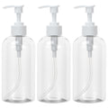 Yebeauty Plastic Pump Bottle, 3 Pack 13.5oz/400ml Stylish Shampoo Bottles Refillable Hand Soap Dish Soap Dispenser with Press for Massage Oil, Liquid Hand, Clear