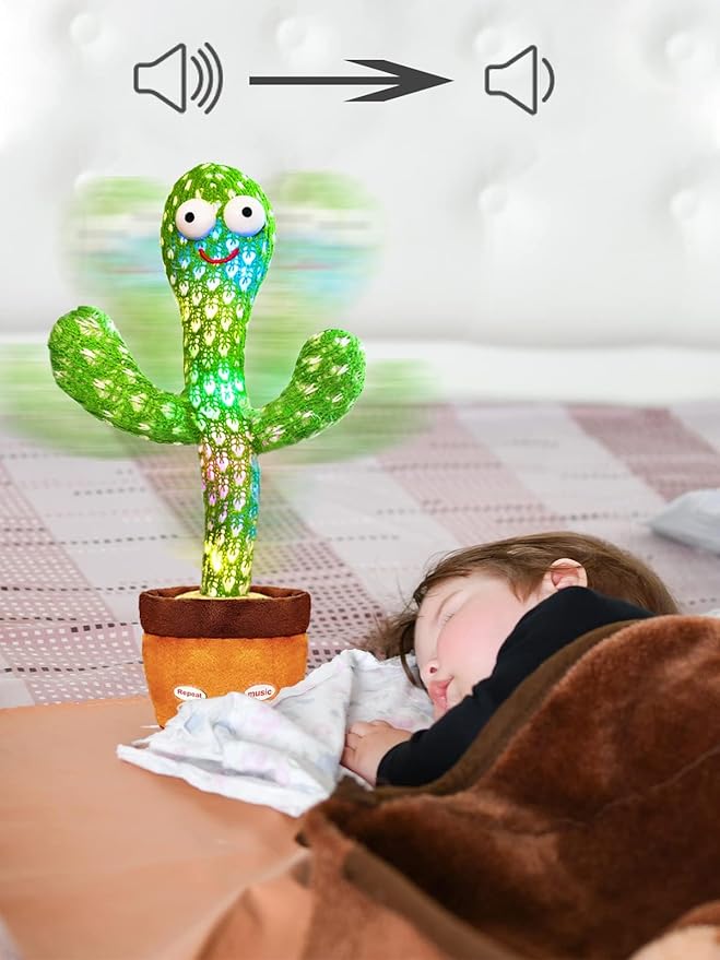 Cactus Baby Toy can be Adjusted Volume, Dancing Singing Musical Gift with LED Light. Baby Toy for Kids Talking Smart Toys, Talking Cactus Exquisite Yarn Bag Packaging