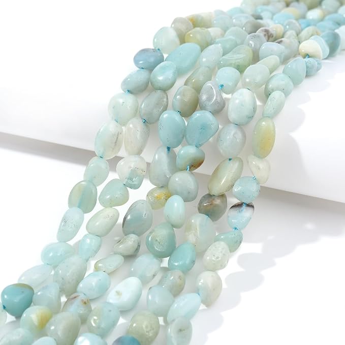 Amazonite Pebble Nugget Oval Free Tumbled Stone 6-8mm Natural Gemstone Loose Beads Approx 15.5 inch for DIY Jewelry Making
