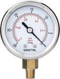SENCTRL 30inHg Vacuum Pressure Gauge, 2" Dial, 1/8 NPT Lower Mount, Waterproof, Stainless Steel Case, for Tube Tester, HVAC, Pneumatic Air Compressor, Hand Pump, Valve Test