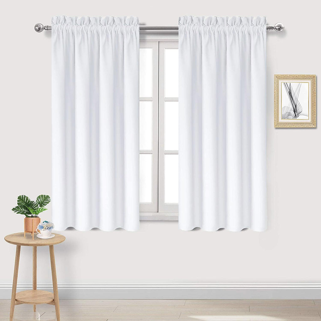 DWCN White Curtains for Living Room Thermal Insulated, 50% Light Blocking Curtains for Bedroom, Dining Room Window, W 42x L 54 Inch, Set of 2 Rod Pocket Curtain Panels