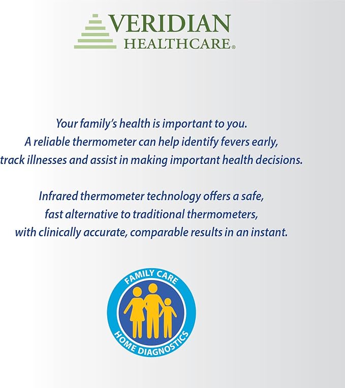 Veridian Handheld Fahrenheit/Celsius Non-Contact Thermometer Digital Display 09-349
