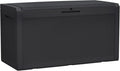 Modern-Depo 100 Gallon Polypropylene PP Deck Box Indoor Outdoor Waterproof Lockable Organization Container & Storage Bin Delivery Box with Cushion, Black