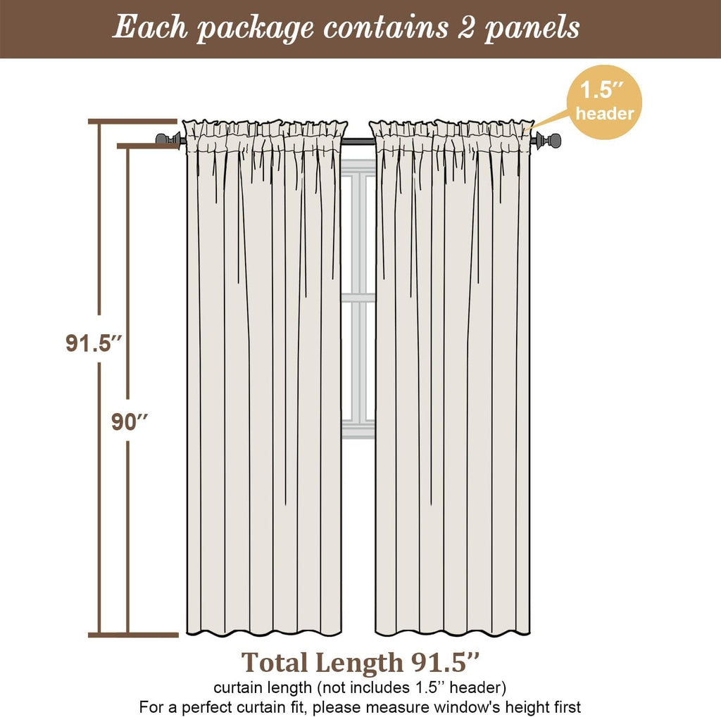 Chyhomenyc Black Sheer Curtains 90 Inches Long 2 Panels, Light Filtering Black Curtains for Living Room, Soft Gentle Voile Rod Pocket Bedroom Window Drapes, 59Wx90L Inch, 2PCS