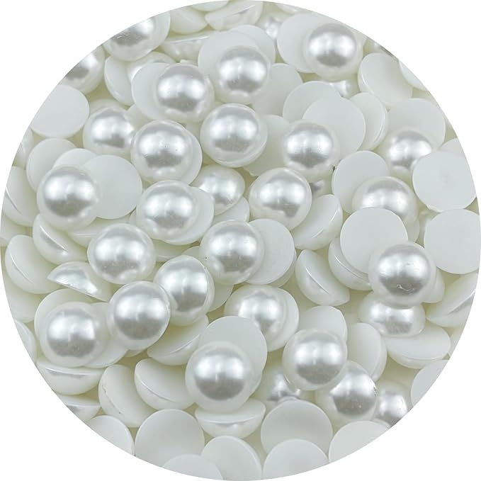 150pcs 16mm Half Pearls for Crafts Flatback Round Half Pearl Beads for Jewelry Making Nail Art Scrapbook Craft Wedding Dress Decoration(White)