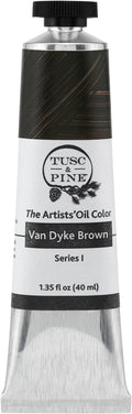Tusc & Pine Artist Oil Paint - Van Dyke Brown, 40 ml, Non-Yellowing, Rich & Creamy Consistency, Maximum Pigment Load, Small Batch Milled Oil Paints Made in the USA for Professional Artists