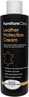 Furniture Clinic Leather Protection Cream | 2-in-1 Leather Conditioner & Waterproofing Protector for Furniture, Shoes, Car Seats & More | Prevent Stains While Nourishing | 8.5oz/ 250ml
