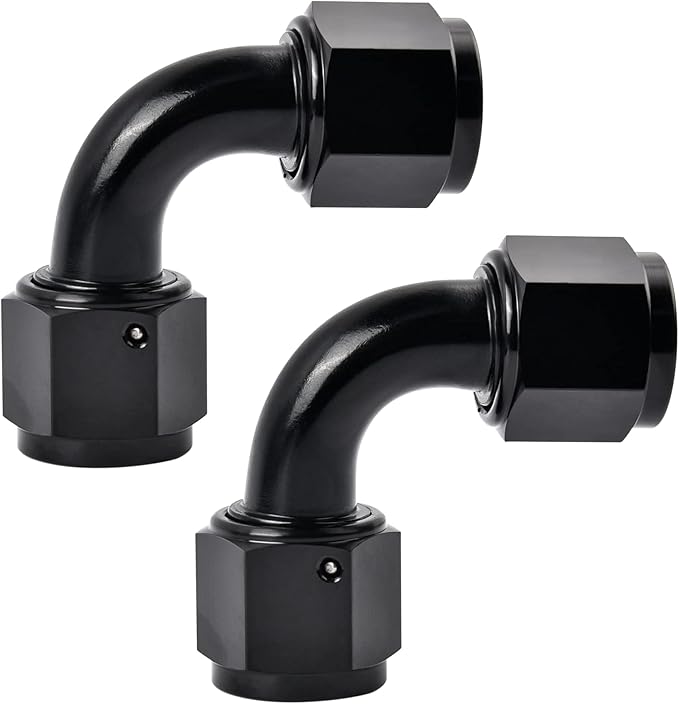 EVIL ENERGY 10AN Female to 10AN Female 90 Degree Swivel Coupler Union Fitting Adapter Aluminum Black 2PCS
