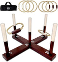 SWOOC Games - Rustic Ring Toss Game (All Weather) - Easy Setup & Extra Games Included - Ring Toss Game for Adults - Outdoor Acitivities for Adults - Yard Toys for Kids - Backyard Fun - Outdoor Party