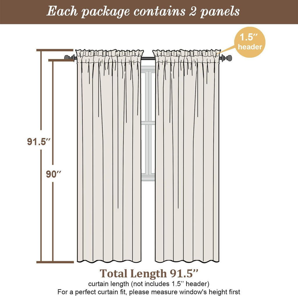 Chyhomenyc Sheer Taupe Curtains 90 inches Long 2 Panels, Light Filtering Soft Airy Solid Elegant Voile Window Treatment Drapes for Bedroom Living Room Wedding Party Decor, 42 Wx90 L Inches