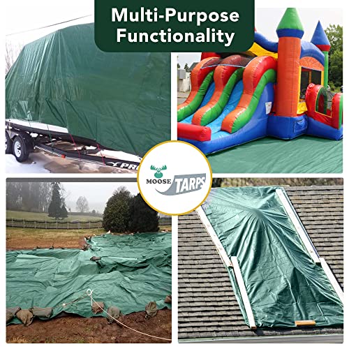 Waterproof Heavy Duty Tarp - for Wood Furniture, Car, Boat, Pool, & More - Tear Resistant - 12x24 Foot Indoor/Outdoor Reversible Green/Brown Tarp - size: 12' x 24'