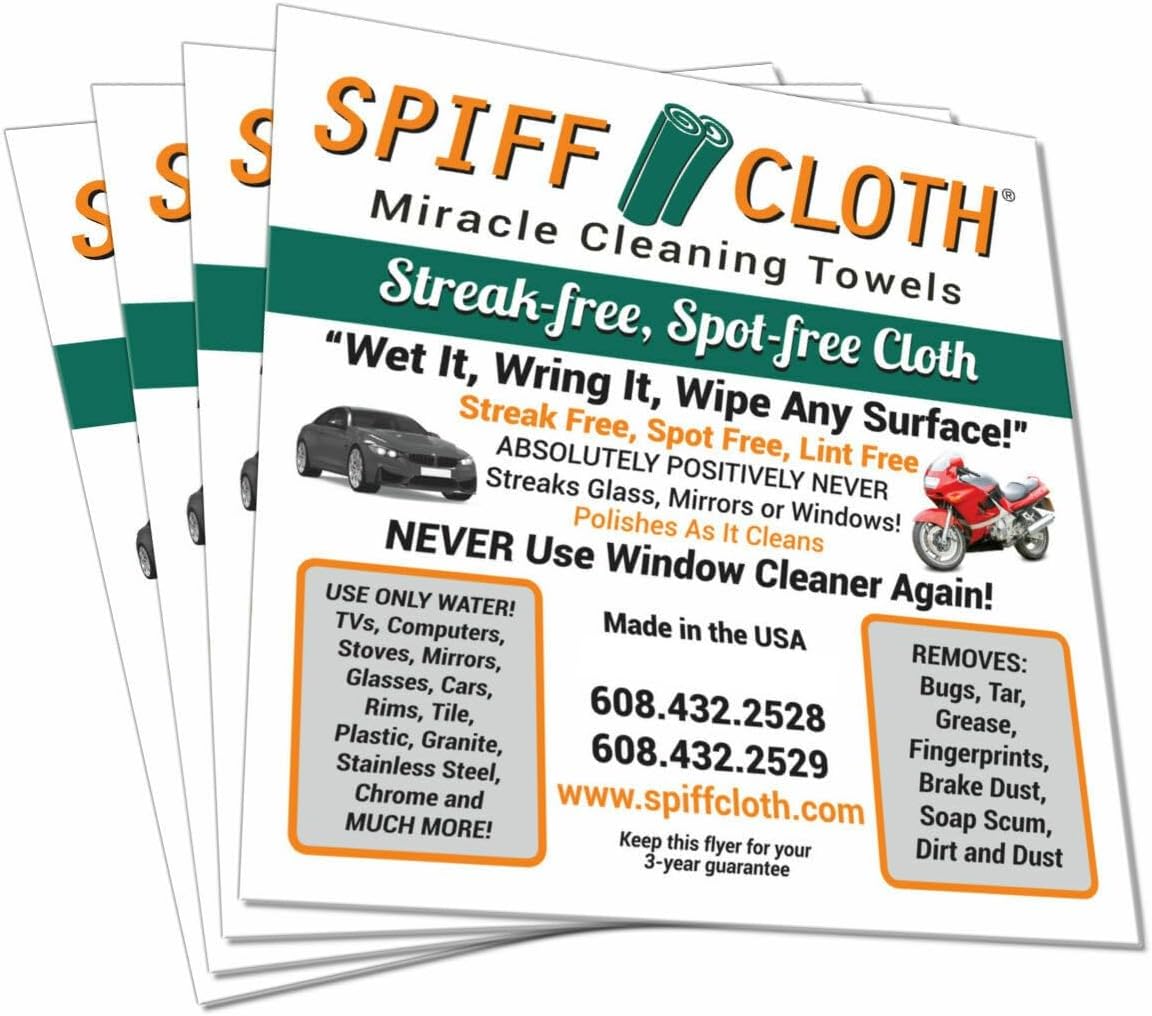 4-Count, Miracle Cleaning Towels, Streak-Free, Cleans with Just Water, 16" x 16" Reusable Washable Cloths