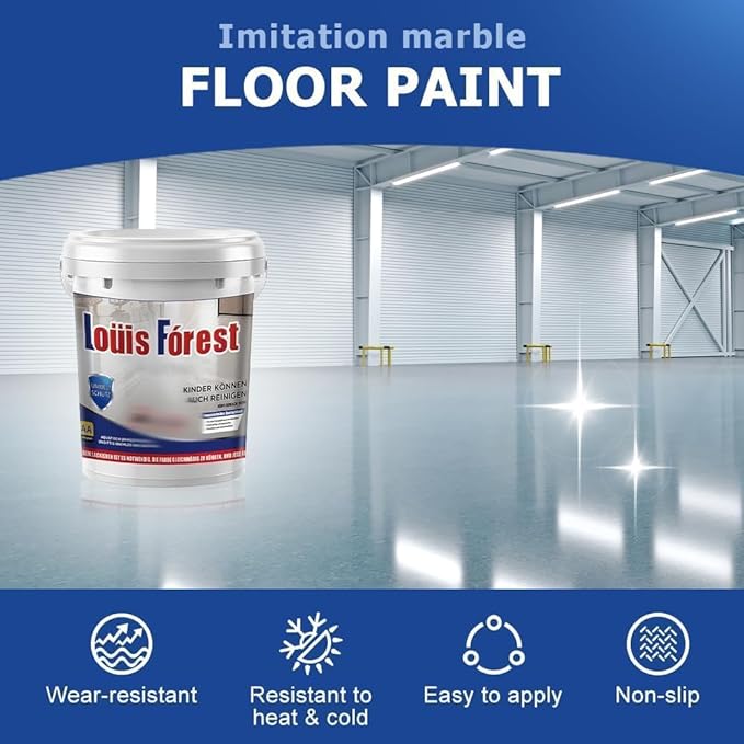 Louis Forest Epoxy Floor Paint, High-Gloss Marble Effect Coating, Epoxy Colored Sand Floor Paint, Wear-Resistant and Non-Slip for Indoor Outdoor (1KG-Millet yellow)