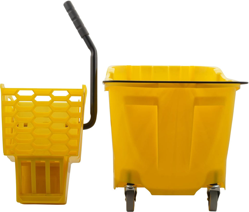 Carlisle FoodService Products Omnifit Mop Bucket with Wringer for Floor Cleaning, Restaurants, Office, And Janitorial Use, Polypropylene, 35 Quarts, Yellow