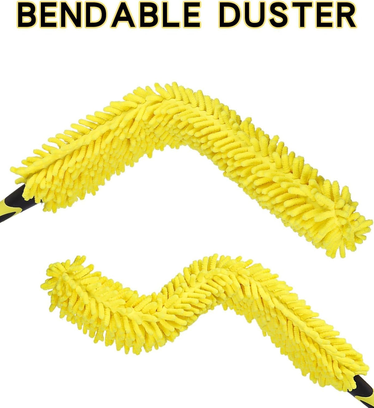 Flexible Fan Blade Cleaner Chenille Duster, Washable Hand Duster for High Ceiling, Removable & Bendable Brush Head Fits All Extension Poles with Standard US Acme Thread (Pole Sold Separately)