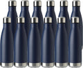 MEWAY 17oz Sport Water Bottle 12 Pack Vacuum Insulated Stainless Steel Leak-Proof Double Wall Cola Shape Water Bottle,Keep Drinks Hot & Cold (Navy,12 Pack)