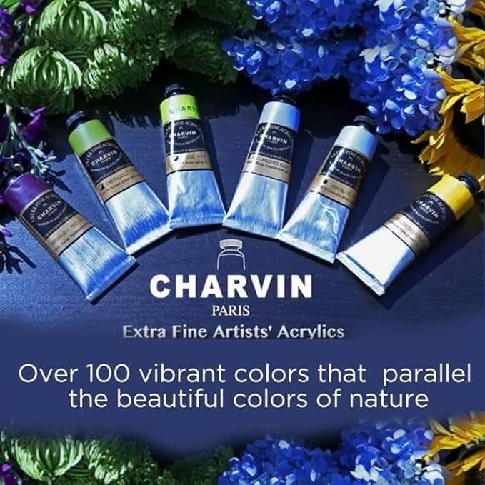 Charvin Extra Fine Professional Acrylic Paint - Provence Blue, 60ml Tube, Triple-Milled, Lightfast Pigments, Open Stock Artist Acrylic Paints in Nature-Inspired Hues