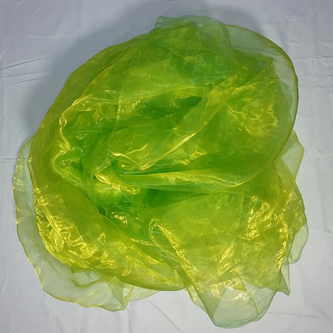 Two-Tone Iridescent Holographic Organza Fabric - 11 Yards | Lightweight Sheer Gauze Voile Tulle | for Dresses, Party Decor, DIY Crafts, Shiny Backdrops(Shimmery Light Green-Yellow)