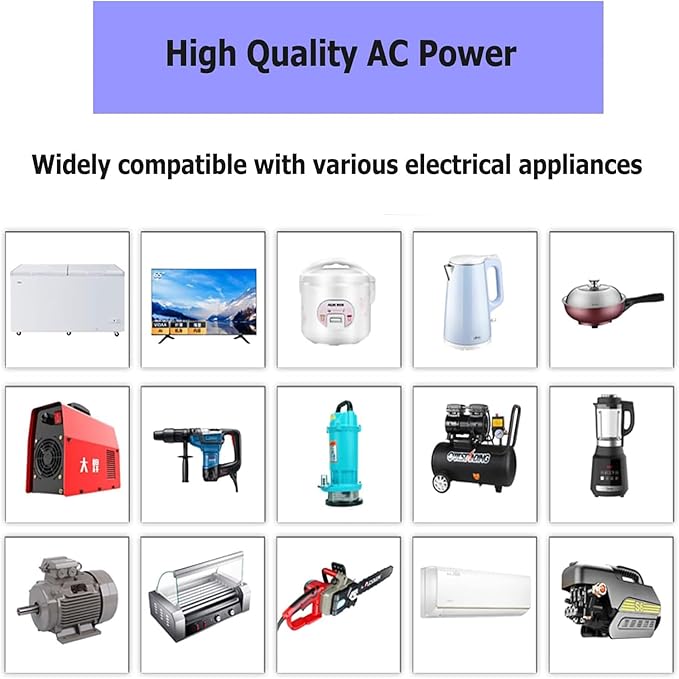 3000W Pure Sine Wave Inverter-12V DC to 120V AC Power Converter with 2 AC Outlets, 12 Volt Power Inverter for Truck, Rv, Camping, Home
