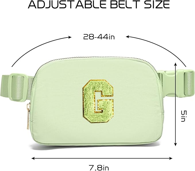 Gitus Gifts for 8 9 10 11 12 Year Old Girls Belt Bag Fanny Pack Crossbody Bags with Initial Letter Patch Cute Stuff Birthday Gifts for Teen Girls Women Personalized Trend Stuff (Light Green-G)