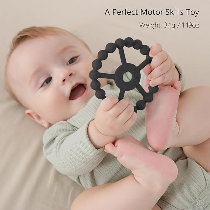 3 Pack Ring Teether, Silicone Teething Ring Toys for Babies 6 Months, Seposeve Baby Teethers 6-12 Months 12-24 Months, Easy to Grasp Toy for Baby Teething Relief