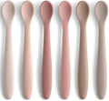 Silicone Baby Feeding Spoons, Training Spoon Self-feeding, First Stage Infant Soft-Tip Easy on Gums, Utensils Supplies, Dishwasher & Boil-proof, 6 Pack