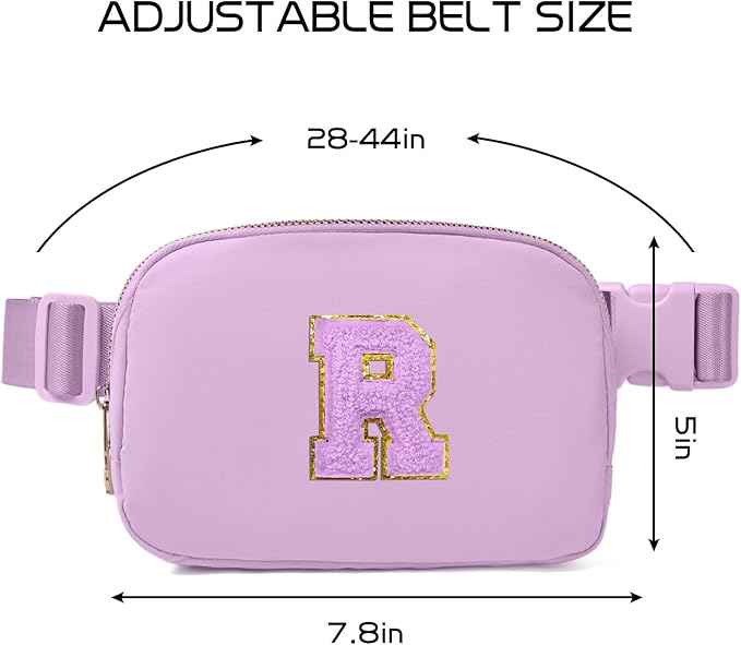 Gitus Gifts for 8 9 10 11 12 Year Old Girls Belt Bag Fanny Pack Crossbody Bags with Initial Letter Patch Cute Stuff Birthday Gifts for Teen Girls Women Personalized Trend Stuff (Lavender-R)