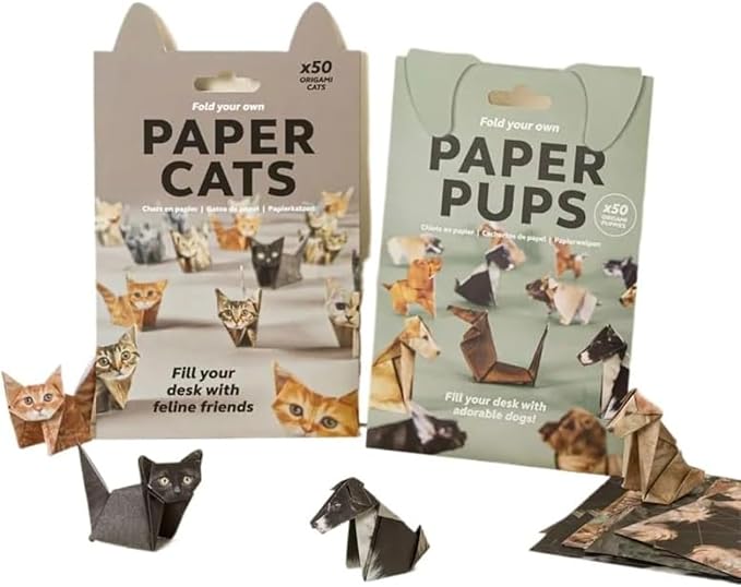 Paper Cat, Paper Cat Origami,50 DIY Origami Foldable Cute Cat Figurines Fun Craft Activity, Desktop Decor, and Gifts for Cat Lovers