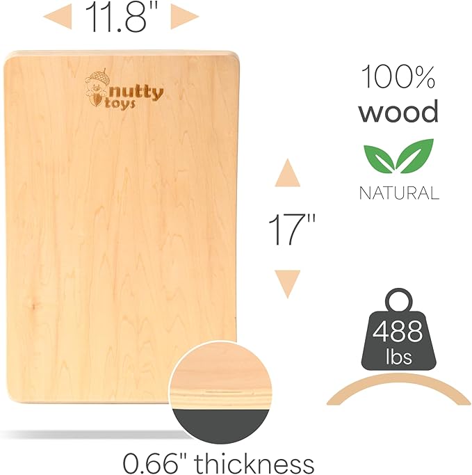 NUTTY TOYS Montessori Wooden Wobble Board for Kids & Adults -100% Natural Wood Balance Board Toddler Balancing Toy Unique Boy & Girl Open Ended Toy Best Christmas Stocking Stuffer Gifts Idea 2025