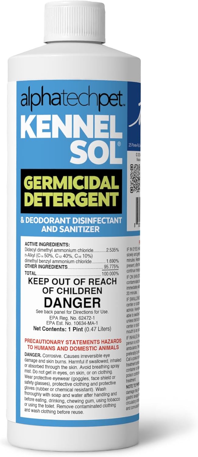 ATP KennelSol 1-Step Kennel Cleaner - 1 Pint Liquid Disinfectant, Effective Against Bacteria and Viruses, Deodorizer Wintergreen Scent by Alpha Tech Pet