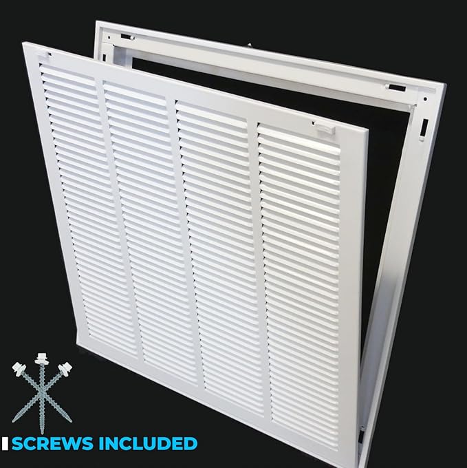 HVAC Premium 25 x 28 Duct Opening Steel Return Air Filter Grille, for 1-inch Filter, Removable Door, Flat Stamped HVAC Vent Cover Grille, Outer Dimensions 27.5 x 30.5
