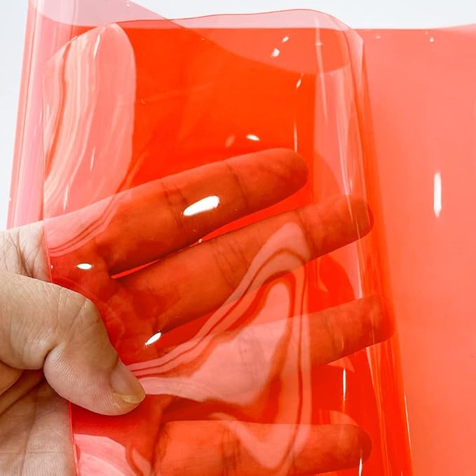 HYANG Salmon Transparent PVC Super Clear Holographic Vinyl Faux Leather Sheets 1 Roll 12" x 47" (30cm x 120cm) for DIY Bows Earrings Bags DIY Crafts Making