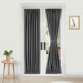 DWCN French Door Curtains – Rod Pocket Thermal Blackout Curtain for Doors with Glass Window, Kitchen and Patio Doors for Privacy, 25 X 80 Inches Long, 1 Curtain Panel with Tieback, Dark Grey