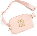 Gitus Gifts for 8 9 10 11 12 Year Old Girls Belt Bag Fanny Pack Crossbody Bags with Initial Letter Patch Cute Stuff Birthday Gifts for Teen Girls Women Personalized Trend Stuff (Coral Pink-H)