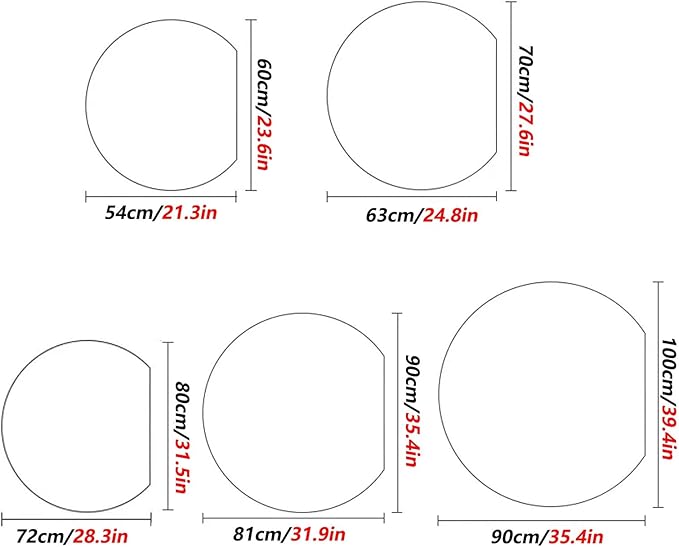Bathroom Mirror, Vanity Mirror, Wall Mounted Mirror with LED Light and Demister Pad, 3-Color Dimmable Semi-Circle Mirror, Left/Right Cut(Right,35.4 * 39.4in/90 * 100cm)